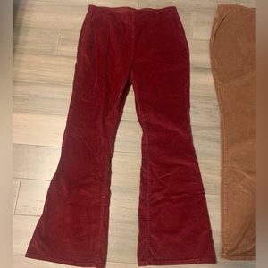 Corduroy pull on flare pants size large, dark burgundy wine color